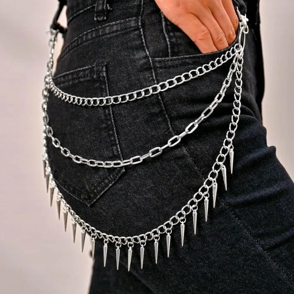 Silver Alloy Pants Chain Punk Rock Jewelry for Men Women Fashion Accessory - Picture 4 of 6